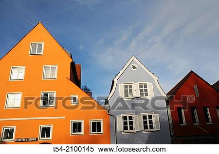 Renovated old town houses in Memmingen / Bavaria View Large Photo Image Stock Photography - Renovated old town houses in Memmingen / Bavaria. Fotosearch