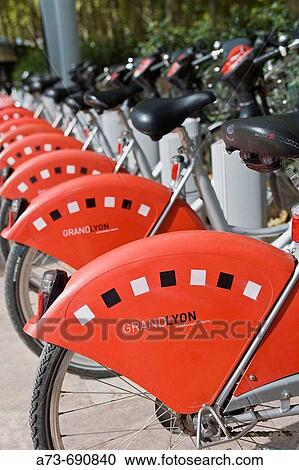 Stock Image - Rental bicycles, Lyon. Rh? ne-Alpes, France. Fotosearch