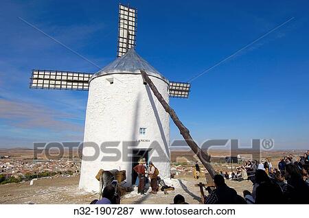 Stock Photo - Representation of the Quixote during the Saffron Rose Festival, Consuegra, Toledo province, Route of Don Quixote, Castilla-La Mancha, Spain. Fotosearch