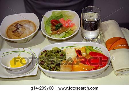Republic of China, Taiwan, Taipei, Taiwan Taoyuan International Airport, TPE, onboard, inflight, flight to Hong Kong, meal, tray airline food, seafood, vegetables, salad, pudding, water, business class,. View Large Photo Image Stock Image - Republic of China, Taiwan, Taipei, Taiwan Taoyuan International Airport, TPE, onboard, inflight, flight to Hong Kong, meal, tray airline food, seafood, vegetables, salad, pudding, water, business class,.. Fotosearch