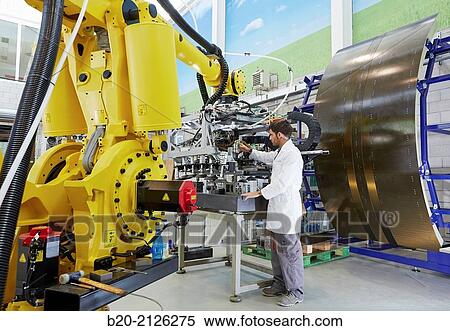 Stock Photography - Research and development for the design of robotic manufacturing cell to work in aircraft component.. Fotosearch