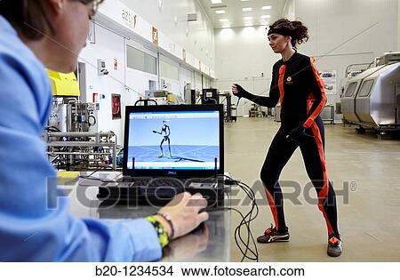 Researcher wearing a full body suit? Ergomoven? designed specifically for human motion capture, AZTI-Tecnalia Marine and Food Research Center pilot plant, Derio, Bizkaia, Euskadi, Spain View Large Photo Image Picture - Researcher wearing a full body suit? Ergomoven? designed specifically for human motion capture, AZTI-Tecnalia Marine and Food Research Center pilot plant, Derio, Bizkaia, Euskadi, Spain. Fotosearch