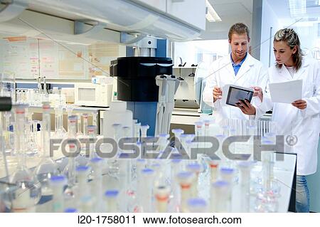 Stock Image - Researchers, Microbiology laboratory, Tecnalia Foundation, Technology and Research Centre, San Sebastian Technological Park, Donostia, Gipuzkoa, Basque Country, Spain. Fotosearch