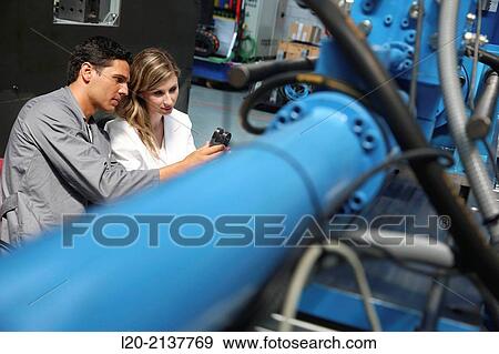 Stock Photo - Researchers. Prototype test bench for the development of electromechanical linear actuators for the aerospace industry. Technology and Research Center. Technological Park. San Sebastian. Donostia. Gipuzkoa. Basque Country. Spain.. Fotosearch