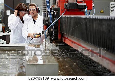 Researchers using abrasive waterjet technology cutting machine for metals and nonmetal materials, Fatronik-Tecnalia, Research and Technology Center, Donostia, Basque Country, Spain View Large Photo Image Stock Photo - Researchers using abrasive waterjet technology cutting machine for metals and nonmetal materials, Fatronik-Tecnalia, Research and Technology Center, Donostia, Basque Country, Spain. Fotosearch