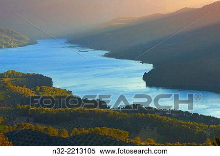 Reservoir of Tranco, El Tranco dam, Sierra de Cazorla Segura and Las Villas Natural Park, Jaen province, Andalucia, Spain. View Large Photo Image Stock Photography - Reservoir of Tranco, El Tranco dam, Sierra de Cazorla Segura and Las Villas Natural Park, Jaen province, Andalucia, Spain.. Fotosearch