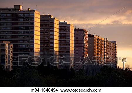 Residential buildings at dawn, Valencia, Spain View Large Photo Image Picture - Residential buildings at dawn, Valencia, Spain. Fotosearch