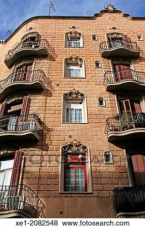 Stock Photo - Residential, district of Poble Sec, Barcelona, Catalonia, Spain. Fotosearch