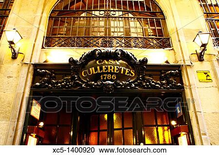 Stock Image - Restaurant Culleretes, Ciutat Vella, Barcelona, Catalonia, Spain. Fotosearch