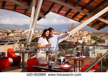 Restaurant, Hotel designed by Frank Gehry, Marques de Riscal winery, Elciego, Rioja Alavesa, Araba, Basque Country, Spain View Large Photo Image Stock Photo - Restaurant, Hotel designed by Frank Gehry, Marques de Riscal winery, Elciego, Rioja Alavesa, Araba, Basque Country, Spain. Fotosearch