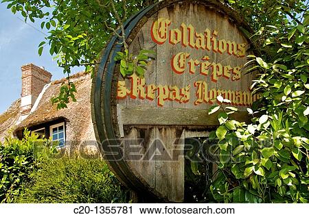 Restaurant sign on a cask lid Normandy France View Large Photo Image Stock Image - Restaurant sign on a cask lid Normandy France. Fotosearch