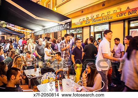 Restaurant terraces, Calle de La Galera, Corua city, Galicia, Spain. View Large Photo Image Picture - Restaurant terraces, Calle de La Galera, Corua city, Galicia, Spain.. Fotosearch