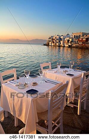 Restaurants in the quarter of Alefkandra Mykonos Cyclades Islands Greece View Large Photo Image Stock Image - Restaurants in the quarter of Alefkandra Mykonos Cyclades Islands Greece. Fotosearch