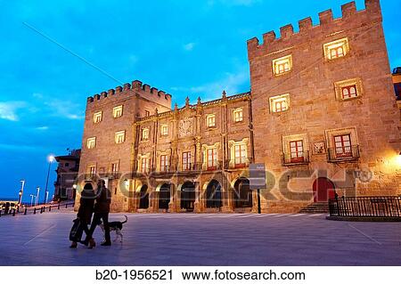 Stock Image - Revillagigedo Palace, Plaza del Marques, Gij? n, Asturias, Spain.. Fotosearch