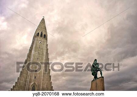 Stock Photo - Reykjav? k Cathedral. Iceland. Hallgrimskirkja Cathedral. Fotosearch