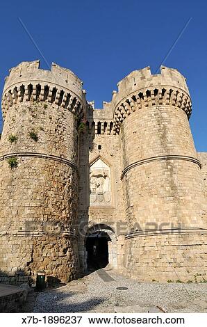 Rhodes Dodecanese Islands Greece Marine Gate in the Old City Walls, Old Town, Rhodes City View Large Photo Image Stock Photo - Rhodes Dodecanese Islands Greece Marine Gate in the Old City Walls, Old Town, Rhodes City. Fotosearch