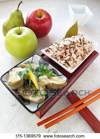 Rice, artichoken and fruit View Large Photo Image Stock Photo - Rice, artichoken and fruit. Fotosearch