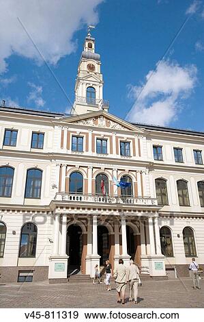 Riga Town Hall at the Town Hall Square in old town, Riga, Latvia View Large Photo Image Stock Photo - Riga Town Hall at the Town Hall Square in old town, Riga, Latvia. Fotosearch