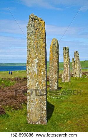Stock Photograph - Ring of Brodgar Neolithic stone circle, Mainland, Orkney, Scotland, UK. Fotosearch