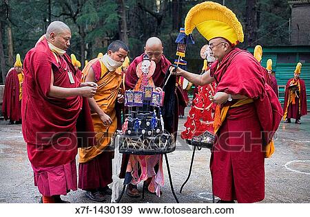 Ritual to burning evil at Losar new year, in Namgyal Monastery, in Tsuglagkhang complex McLeod Ganj, Dharamsala, Himachal Pradesh state, India, Asia View Large Photo Image Stock Photo - Ritual to burning evil at Losar new year, in Namgyal Monastery, in Tsuglagkhang complex McLeod Ganj, Dharamsala, Himachal Pradesh state, India, Asia. Fotosearch