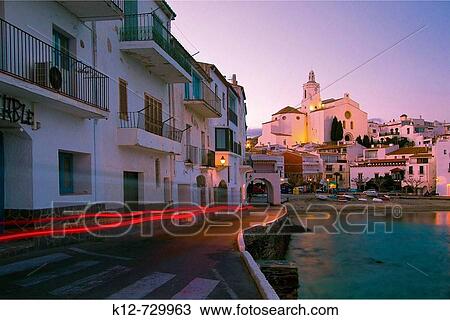 Riva Pitxot and church of Santa Mar? a de Cadaqu's (Costa Brava). Alt Empord?. Girona province. Spain. View Large Photo Image Stock Image - Riva Pitxot and church of Santa Mar? a de Cadaqu's (Costa Brava). Alt Empord?. Girona province. Spain.. Fotosearch