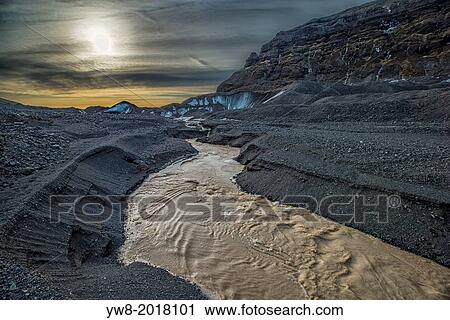 River bed, and moraines, Fallsjokull Glacier, Vatnajokull Ice Cap, Iceland. View Large Photo Image Stock Image - River bed, and moraines, Fallsjokull Glacier, Vatnajokull Ice Cap, Iceland.. Fotosearch