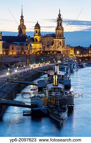 river Elbe with ships, Dresden Castle, appellate court and Dresden Cathedral at night, Dresden, Saxony, Germany. View Large Photo Image Stock Image - river Elbe with ships, Dresden Castle, appellate court and Dresden Cathedral at night, Dresden, Saxony, Germany.. Fotosearch
