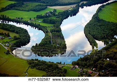 River in agricultural landscape, aerial view. Klar? lven. V? rmland. Sweden View Large Photo Image Stock Photo - River in agricultural landscape, aerial view. Klar? lven. V? rmland. Sweden. Fotosearch