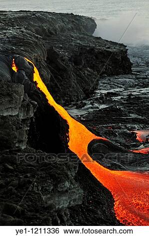 River of molten lava flowing to the sea, Kilauea Volcano, Hawaii Islands, United States View Large Photo Image Stock Photograph - River of molten lava flowing to the sea, Kilauea Volcano, Hawaii Islands, United States. Fotosearch