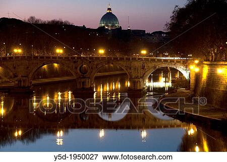 River Tiber at night, Ponte Sisto, Sisto bridge, St Peter's Basilica in far background, Basilica di San Pietro, Rome, Lazio, Italy View Large Photo Image Stock Photo - River Tiber at night, Ponte Sisto, Sisto bridge, St Peter's Basilica in far background, Basilica di San Pietro, Rome, Lazio, Italy. Fotosearch