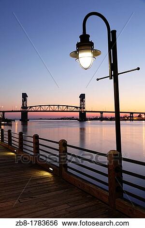 Stock Photograph - Riverwalk on the Cape Fear River, Wilmington, North Carolina, USA. Fotosearch