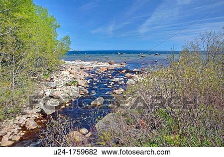 Stock Image - Riviere Petit Calumet River, Northshore, St Lawrence, Cote Nord, Quebec, Canada. Fotosearch