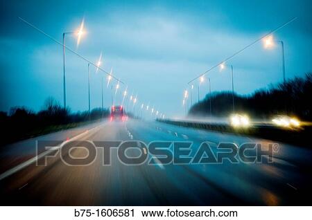 Stock Image - road trip, night. Fotosearch
