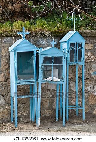 Roadside shrines in the town of Gythio, Lakonia, Southern Peloponnese, Greece View Large Photo Image Stock Image - Roadside shrines in the town of Gythio, Lakonia, Southern Peloponnese, Greece. Fotosearch