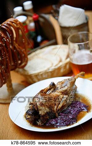 Roasted duck with red cabbage, a traditional Czech food Prague, Czech Republic View Large Photo Image Stock Photography - Roasted duck with red cabbage, a traditional Czech food Prague, Czech Republic. Fotosearch