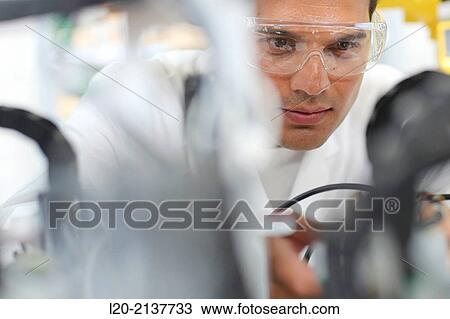 Stock Image - Robotic cell manufacturing composite preforms. Dry fiber preform manufacturing 3D. Industry, Technology and Research Centre, Technological Park, San Sebastian, Donostia, Gipuzkoa, Basque Country, Spain. Fotosearch