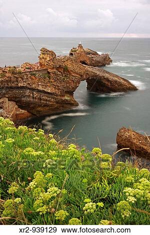 Rocher de la Vierge, Biarritz, France View Large Photo Image Stock Photo - Rocher de la Vierge, Biarritz, France. Fotosearch