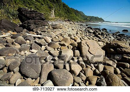 Rock Beach at Seventeen Mile Bluff, north of Greymouth, West Coast, South Island View Large Photo Image Stock Photo - Rock Beach at Seventeen Mile Bluff, north of Greymouth, West Coast, South Island. Fotosearch