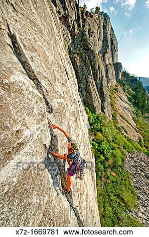 Rock climbing a route called The Line which is rated 5, 9 and located at Lovers Leap near Lake Tahoe in northern California View Large Photo Image Stock Image - Rock climbing a route called The Line which is rated 5, 9 and located at Lovers Leap near Lake Tahoe in northern California. Fotosearch