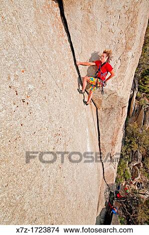 rock climbing a route called White Lightning which is rated 5, 10 and located at The City Of Rocks National Reserve near the town of Almo in southern Idaho View Large Photo Image Picture - rock climbing a route called White Lightning which is rated 5, 10 and located at The City Of Rocks National Reserve near the town of Almo in southern Idaho. Fotosearch