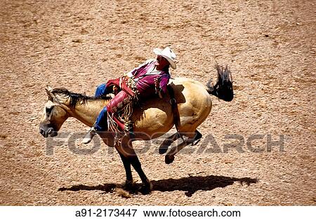 Stock Photo - Rodeo with navajo contestants. Intertribal indian ceremonial. City of Gallup on the edge of the Navajo reservation. New Mexico. United states (USA).. Fotosearch