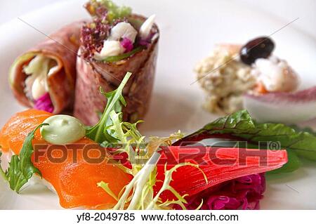 Rolled ham stuffed with salad. View Large Photo Image Stock Photography - Rolled ham stuffed with salad.. Fotosearch
