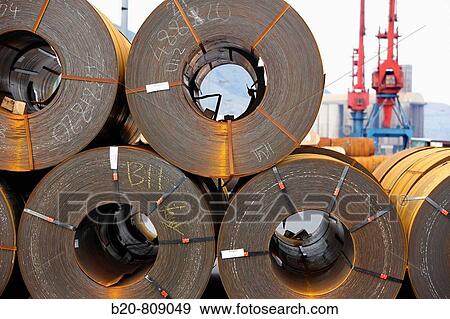 Rolls of sheet steel. Port of Bilbao, Biscay, Basque Country, Spain View Large Photo Image Stock Photo - Rolls of sheet steel. Port of Bilbao, Biscay, Basque Country, Spain. Fotosearch