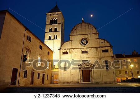 Stock Photo - Romaesque facade of the church of St Mary - date from 1105 - Zadar, Croatia. Fotosearch