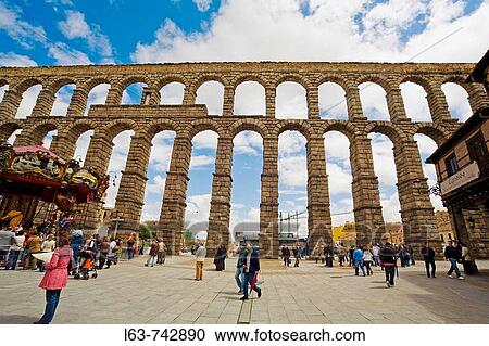 Roman Aqueduct and Azoguejo Square, Segovia. Castilla-Leon, Spain View Large Photo Image Stock Image - Roman Aqueduct and Azoguejo Square, Segovia. Castilla-Leon, Spain. Fotosearch
