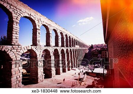 Roman aqueduct, Segovia, Castile-Leon, Spain. View Large Photo Image Stock Photo - Roman aqueduct, Segovia, Castile-Leon, Spain.. Fotosearch
