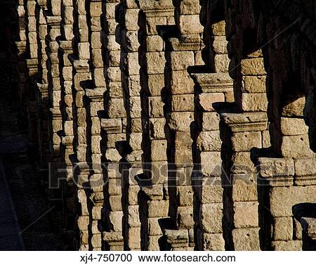 Stock Image - Roman aqueduct, Segovia. Castilla-Leon, Spain. Fotosearch