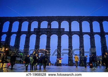 Roman aqueduct, Segovia, Castilla-Leon, Spain. View Large Photo Image Stock Photo - Roman aqueduct, Segovia, Castilla-Leon, Spain.. Fotosearch
