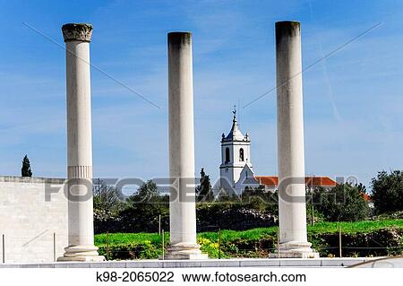 Stock Image - Roman forum, Conimbriga city, Conventus Scallabitanus, Roman province of Lusitania, near Condeixa-a-Nova, district of Coimbra, Portugal,. Fotosearch