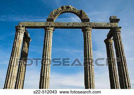 Stock Image - Roman Portico. (August? briga) Bohonal de Ibor. Talavera la Vieja. Spain. Fotosearch